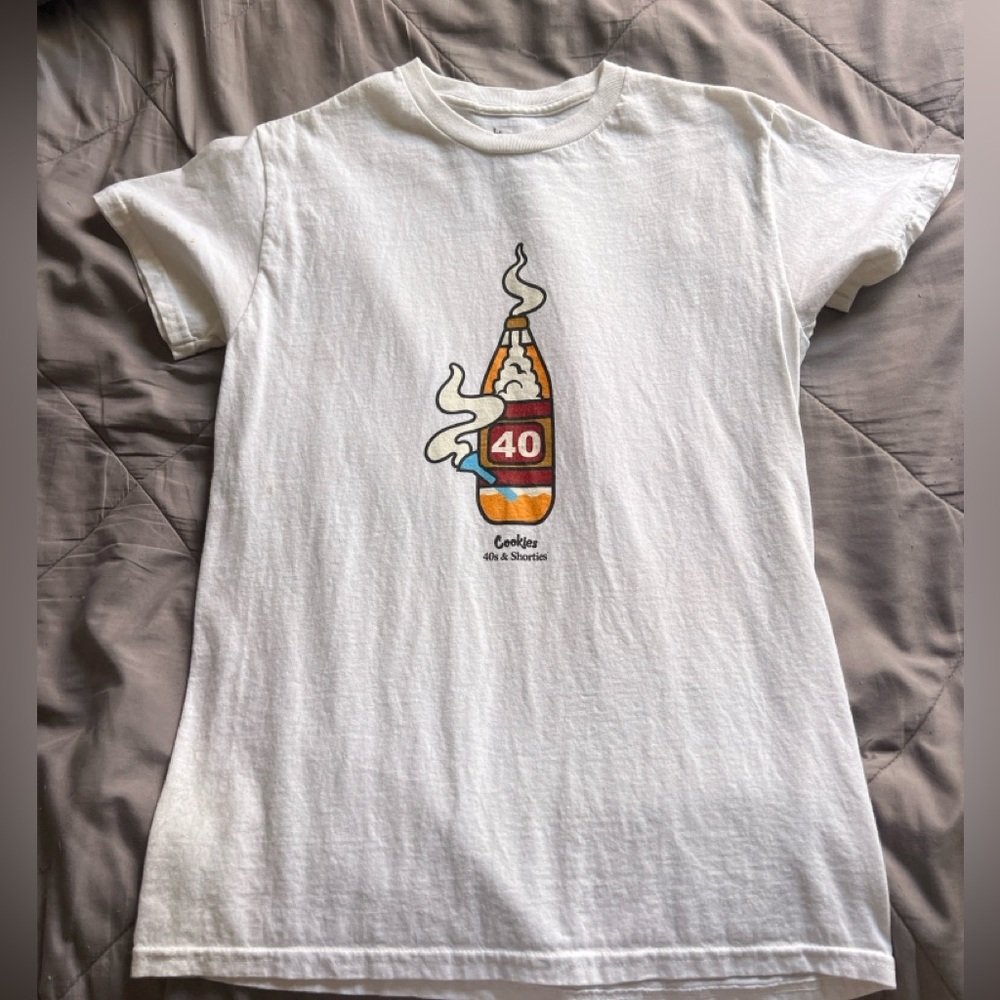 White Graphic T-Shirt with Bottle Design